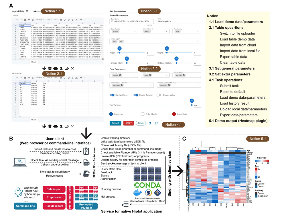 Hiplot heatmap plugin workflow